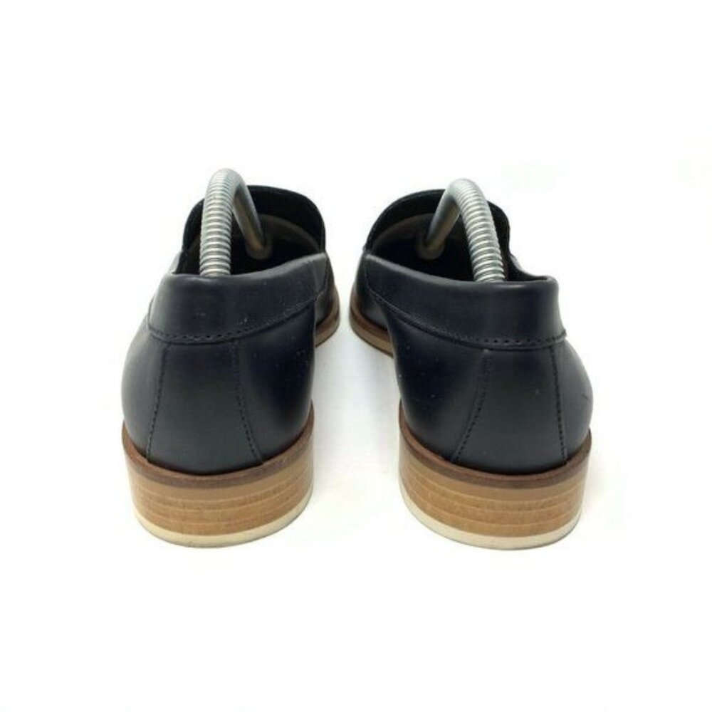 Everlane Size 5.5 The Modern Loafer Black Leather Slip On Flats Almond Apron Toe - Picture 8 of 9